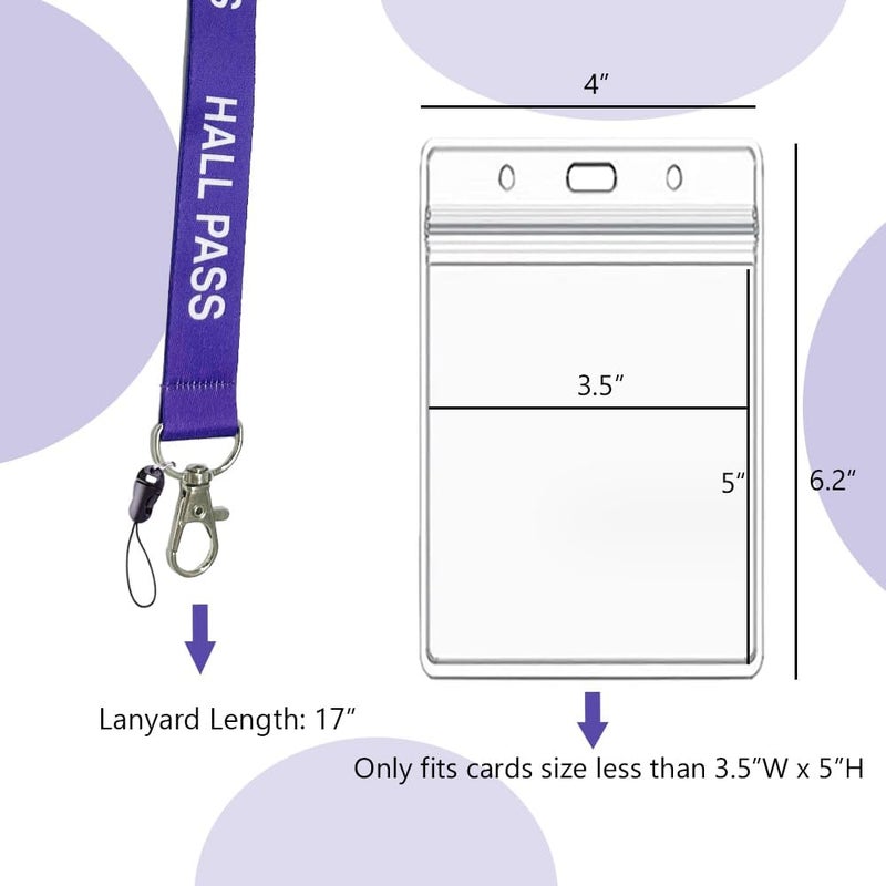 BEMAXYE Hall Pass Lanyards with Card Holders, School Classroom Passes Lanyard Set for Teacher Parents (10 x Purple) - Image 2